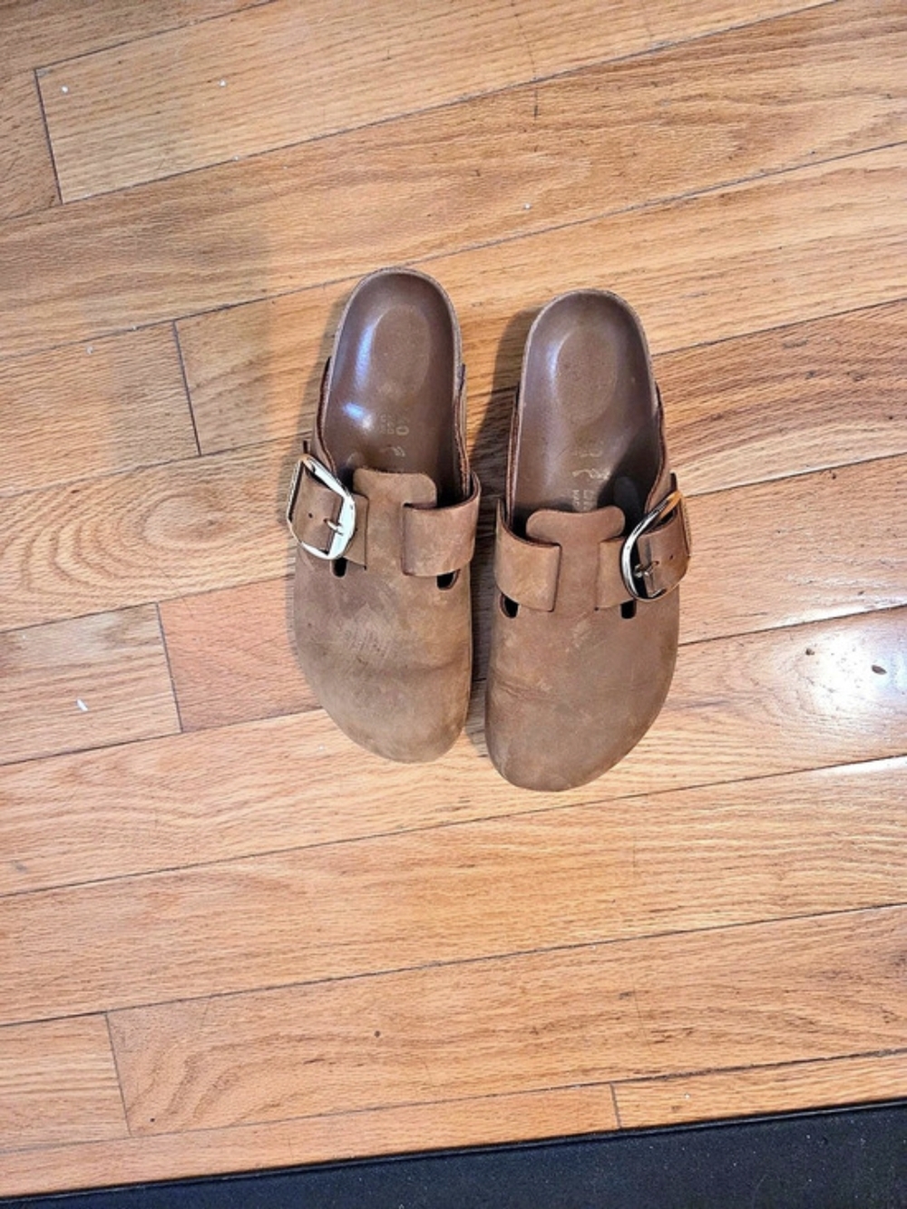 Birkenstock Boston Big Buckle Clogs in Brown